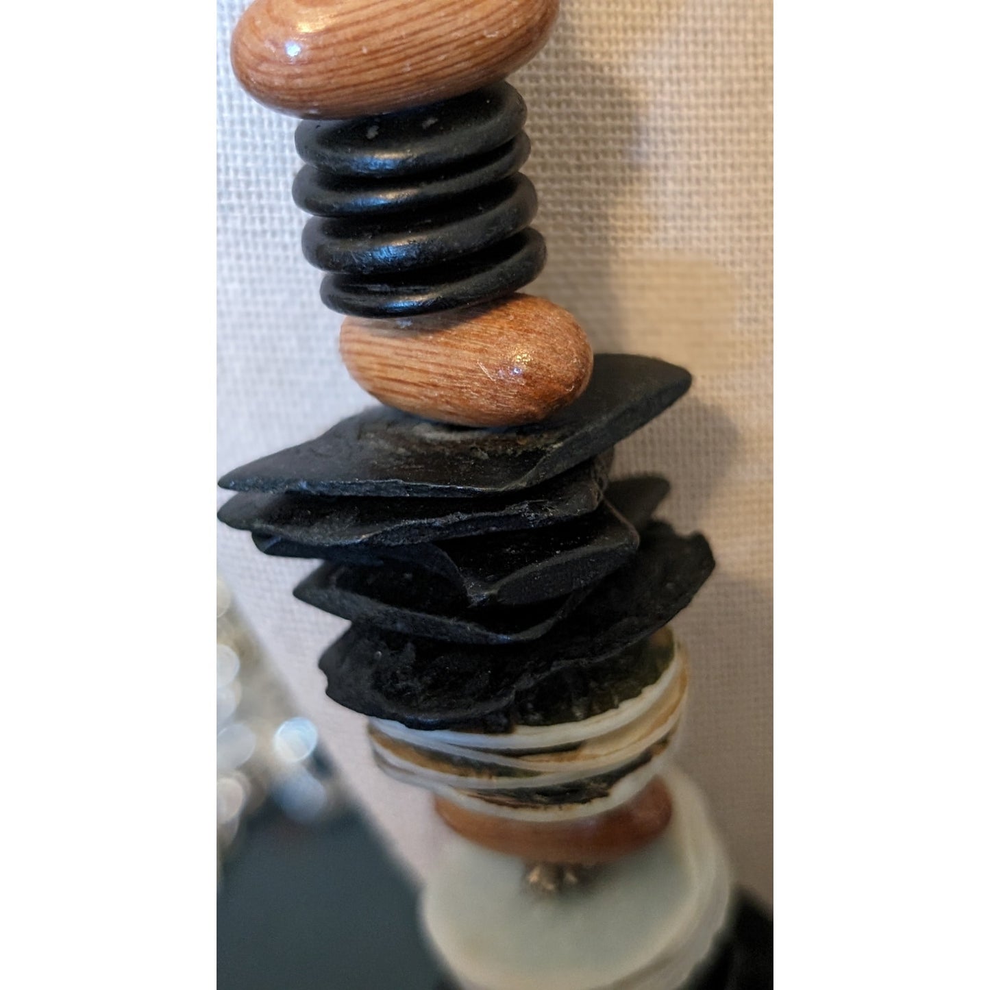 Vintage Chunky Wooden Shell Handmade Tribal Boho Necklace