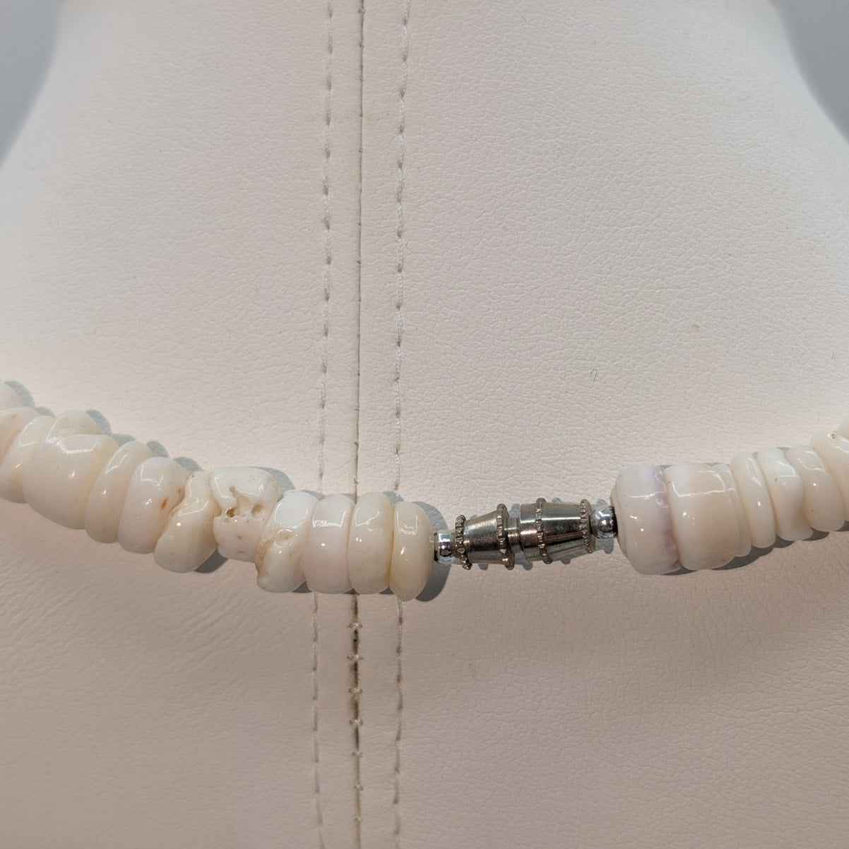 Vintage Genuine Large Puka Shell 18.5" Barrel Clasp Necklace