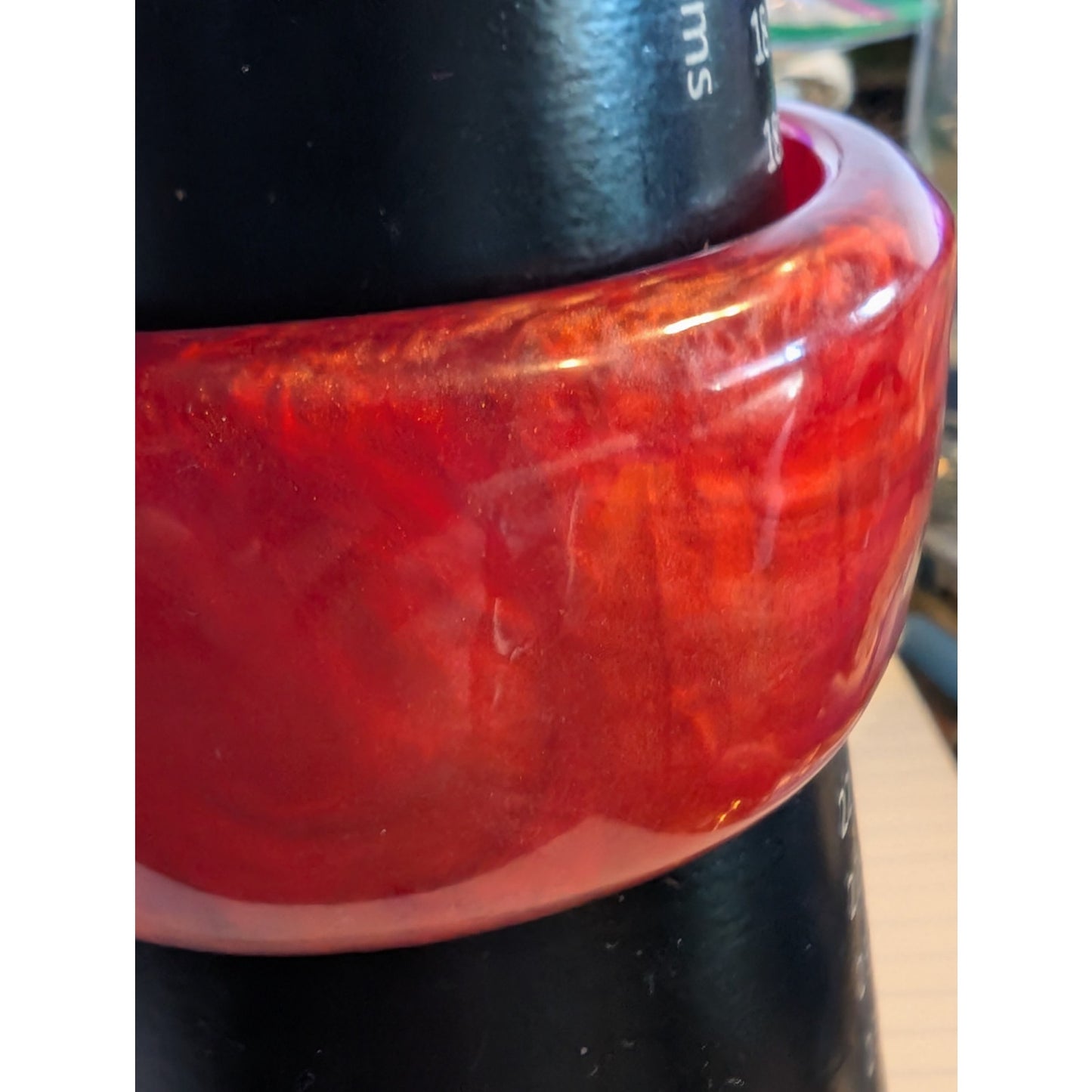 Vintage Red/Orange Marbled Possibly Bakelite Bangle Bracelet Plus One