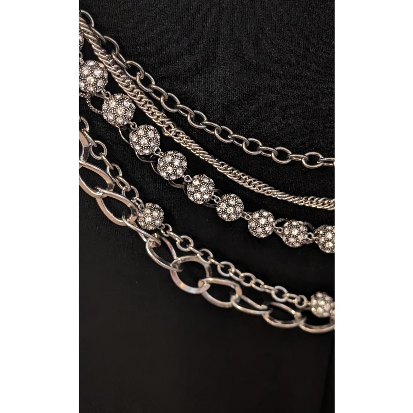 Multi-Strand Chain Link Rhinestone Disco Ball Belt Sz 34-37"