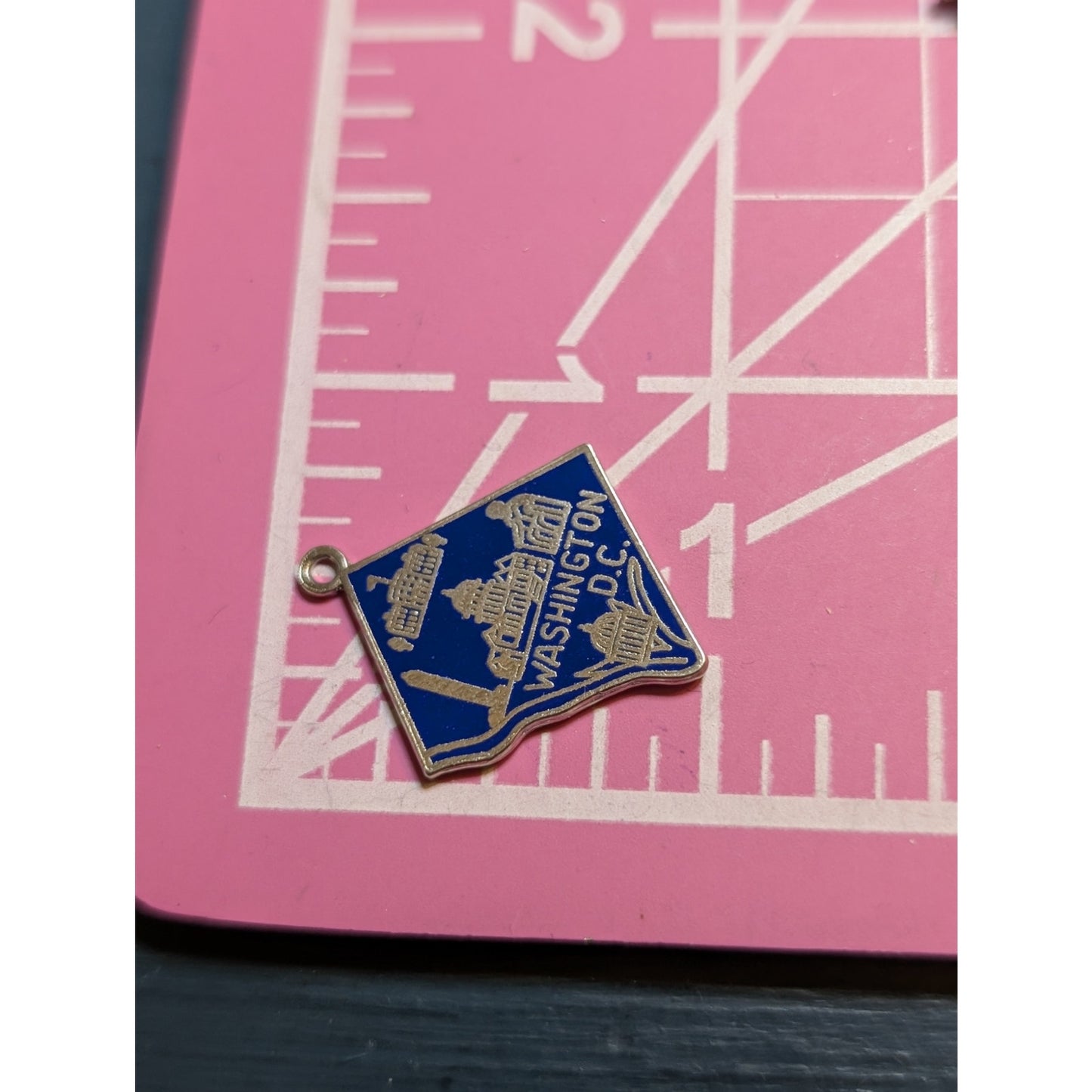 Vintage Sterling Silver Blue Enamel Washington DC Charm