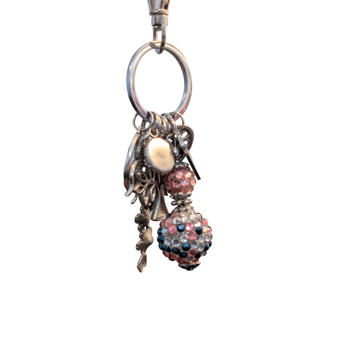 Hippie Heart Multi-Charm Silver Tone Keychain