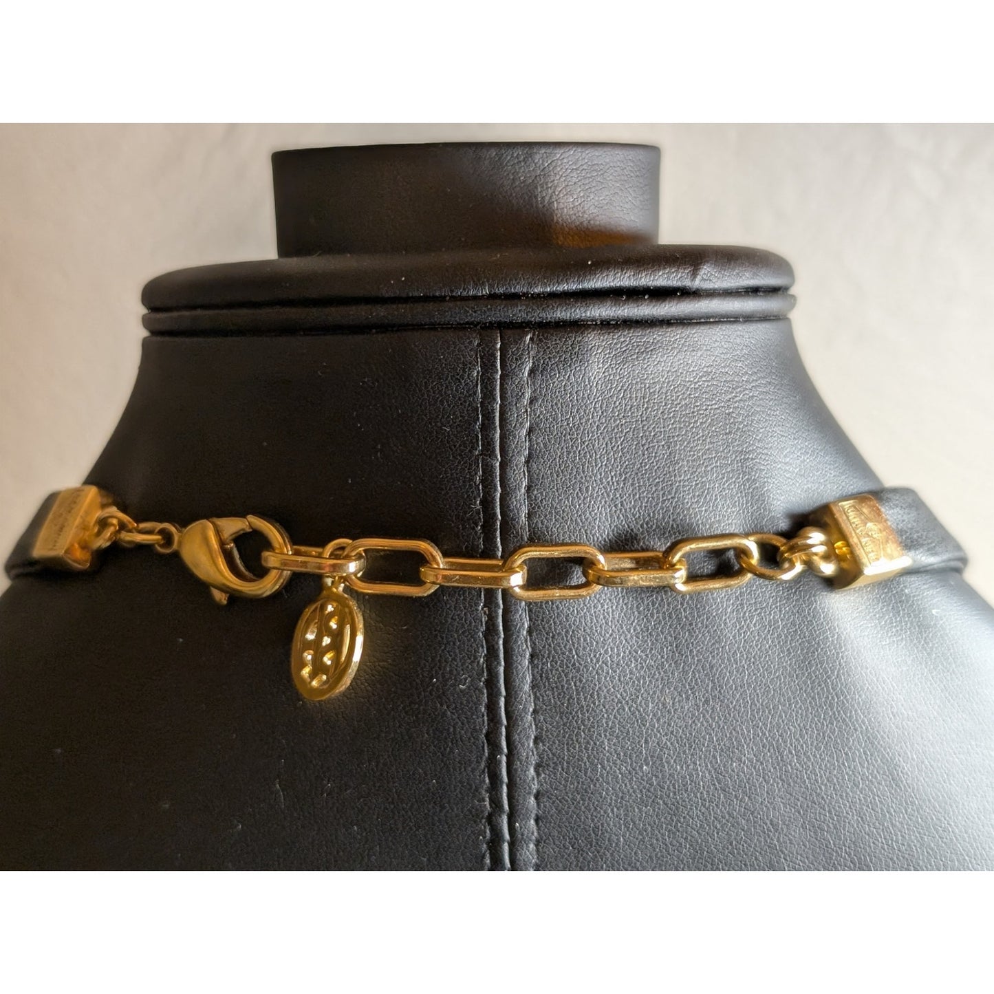 RARE Stamped BEN AMUN Blue Lucite Large Cuban Link Chain 22" Necklace