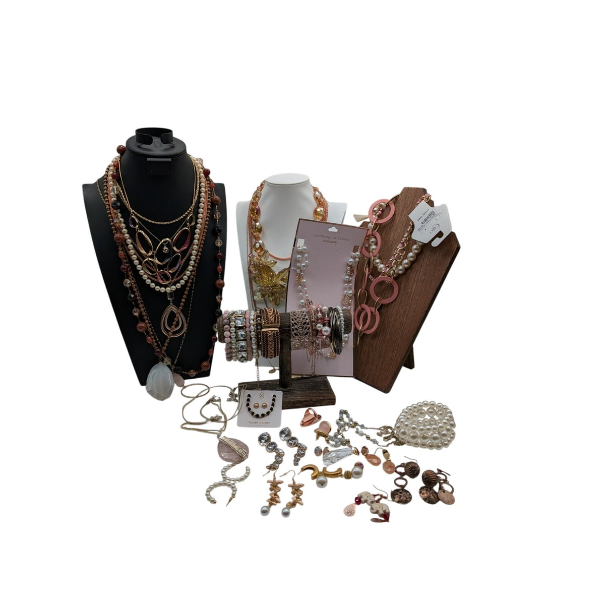 Reseller's Delight Curated Lot of 48 Pink Rose Theme Jewelry Pieces