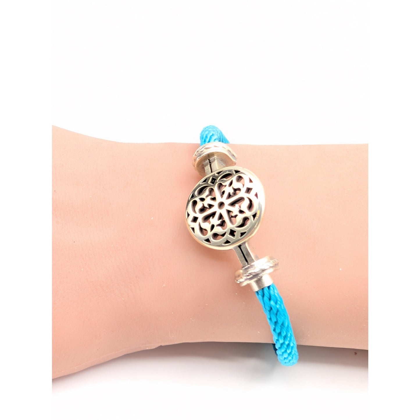 Brighton Clique Cord Ferrara Ornament Silver Plated Aqua Cord Bracelet