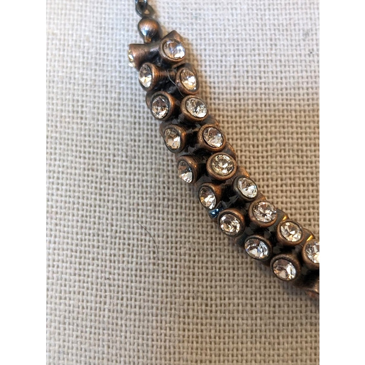 NWT Fossil Tubular Crystal Bronze Necklace