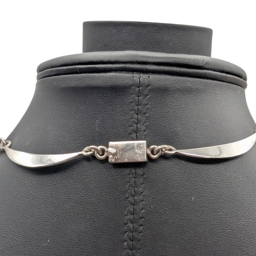 TAXCO Mexico TL-52 Sterling Chandelier Curved Link Bib Necklace LLM 62.97g