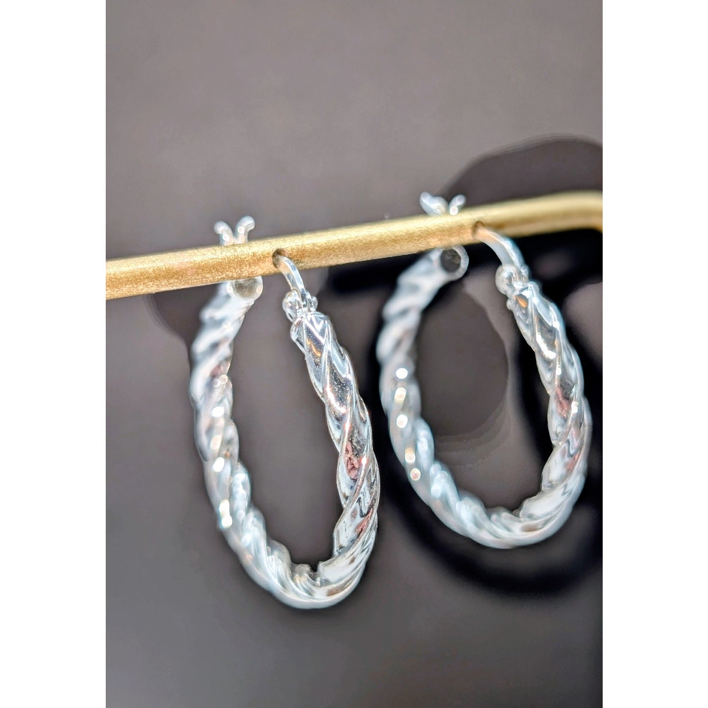 925 Sterling Silver Twisted Hoop Earrings
