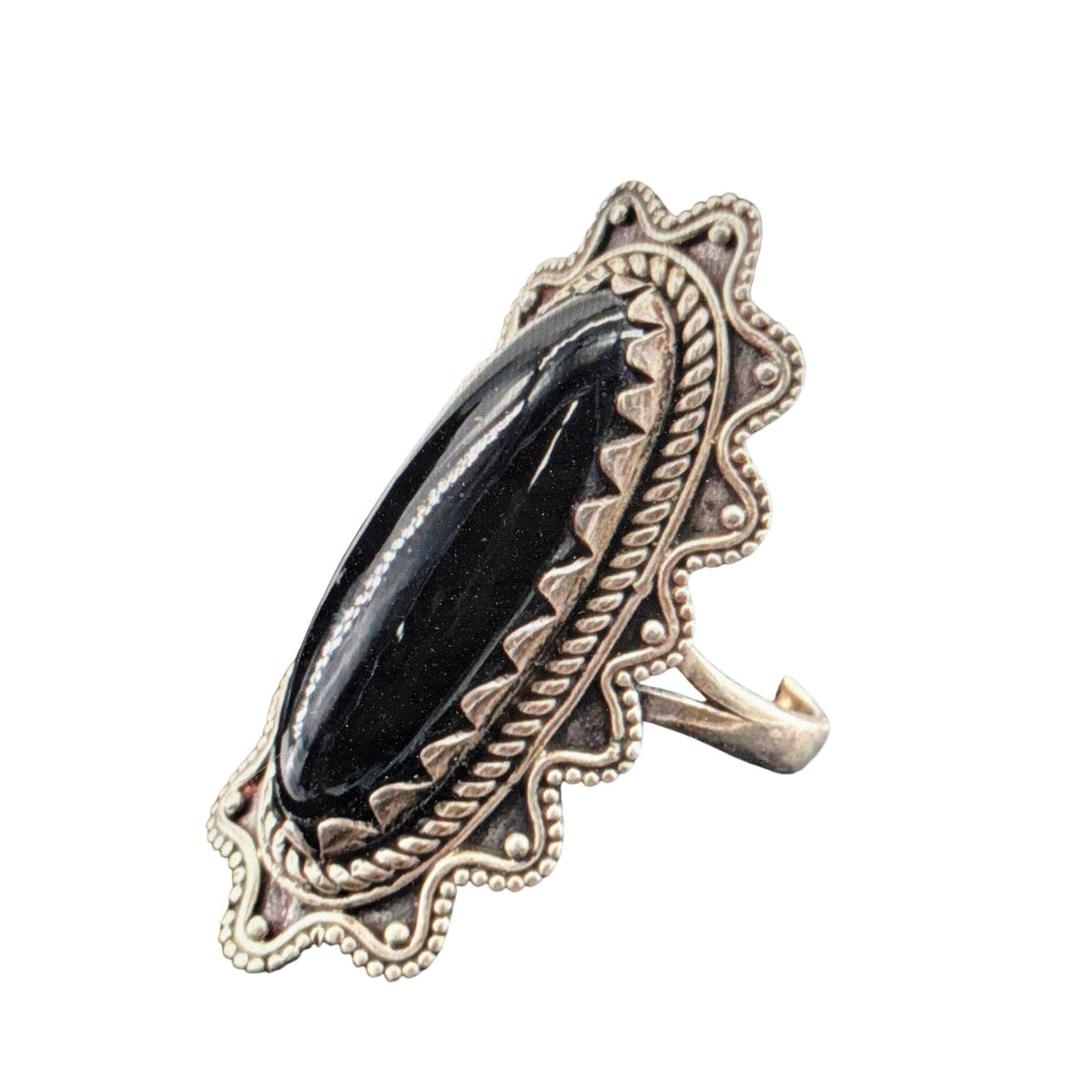 Vintage 925 Sterling Silver Black Onyx Southwest Ring 10.94g