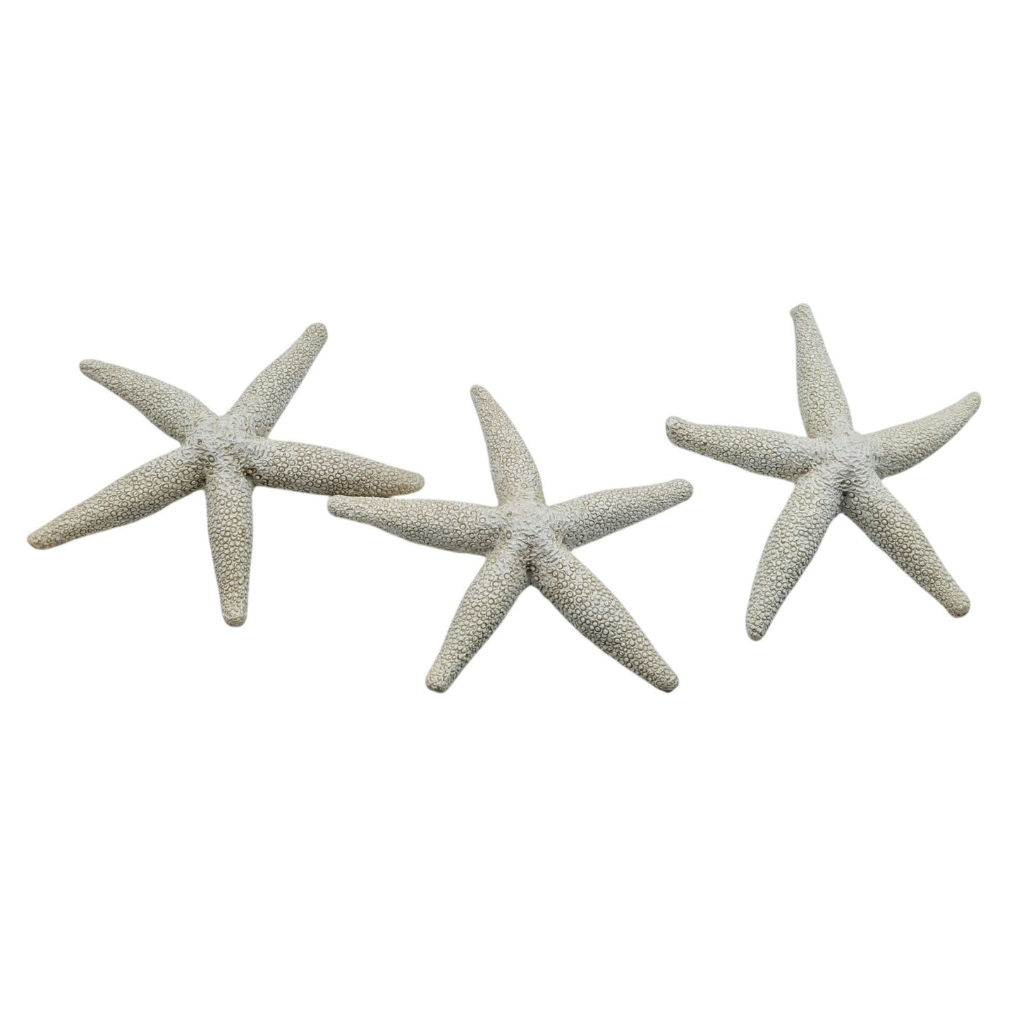 Set of Three White Plaster Starfish Coastal Decor