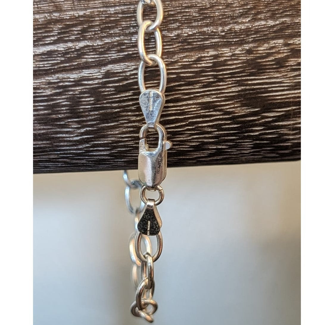 925 Sterling Silver Charm Bracelet W/ Black Enamel Pump Heel Charm