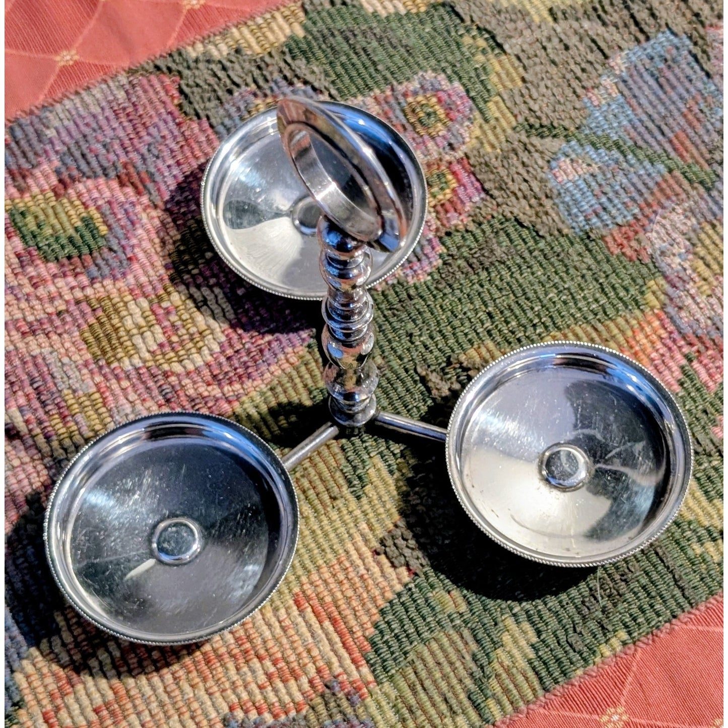 Vintage Silver Plated 3 Condiment Caddy Holder PM ITALY