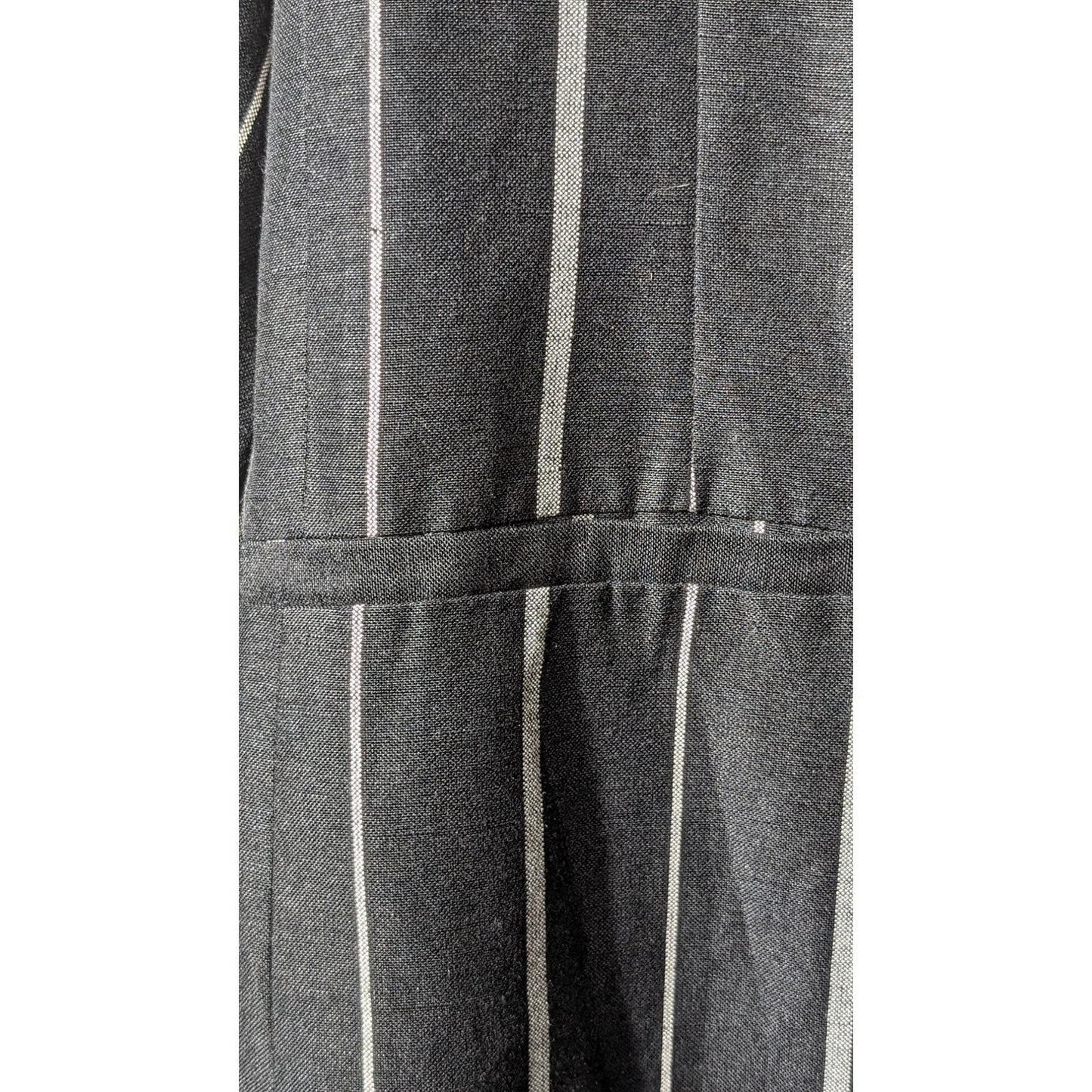 A New Day Black Stripe Linen Blend Washable Two Button Blazer Womens Sz 18