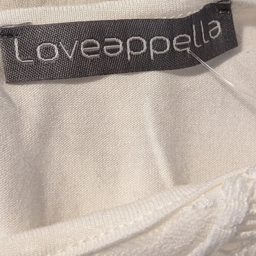 Loveappella NWT Stitch Fix Fifi Over Lay Lace Knit Top White Womens' Sz M