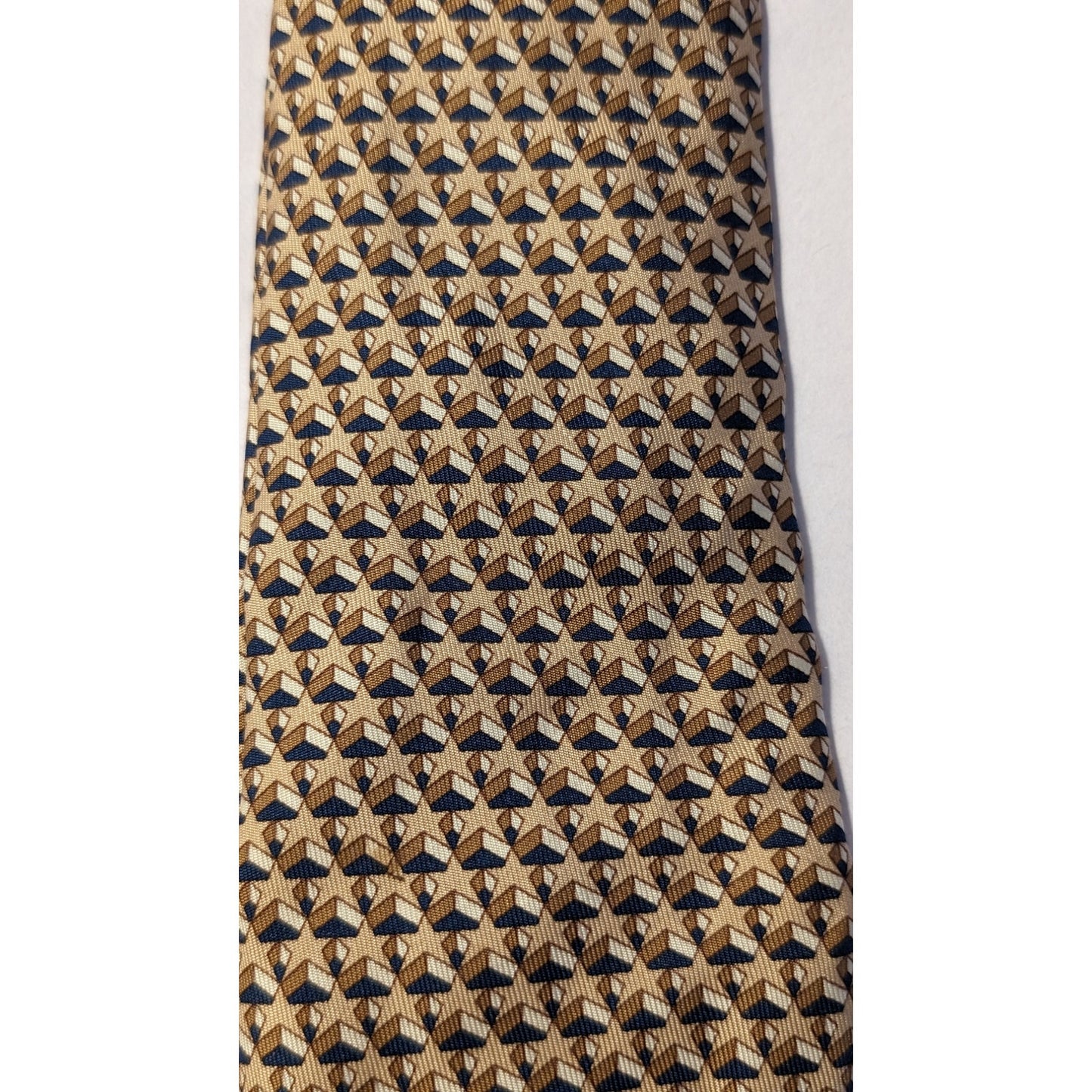 Hermes Paris Vintage 100% Silk Beige Star Print Neck Tie