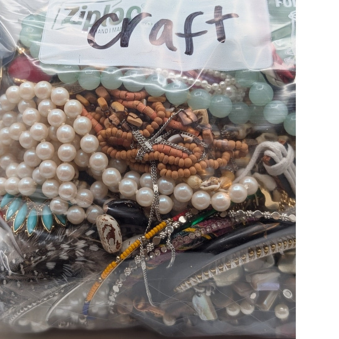 Jewelry Lot Sassy Repurpose Bag Over 4 Pounds Beads & Possible Wearable Pieces