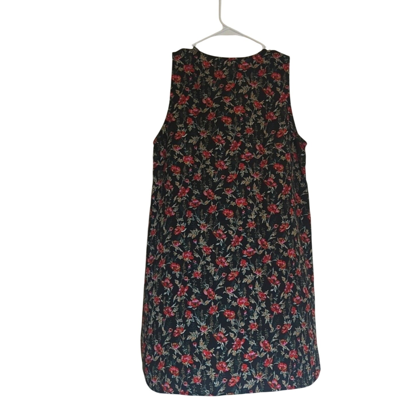 Entro Black Rose Floral Sleeveless Unlined V-Neck Mini Dress Women's Size Small