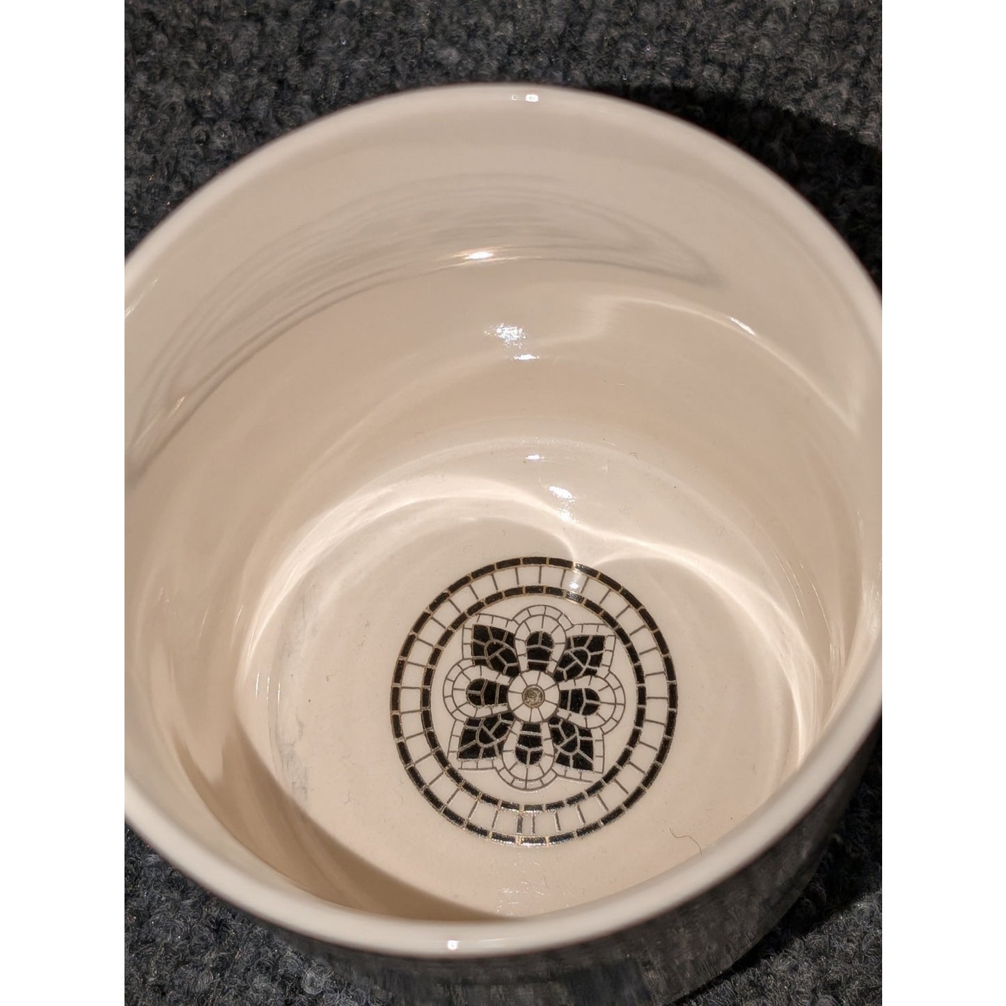 Anthropologie Bistro Tile Margot Coffee Mug Letter D Monogram White Black