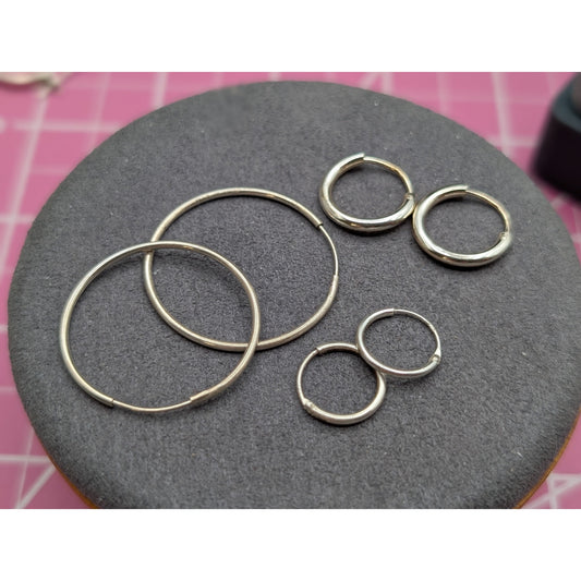 Vintage Three Pair 925 Sterling Silver Hoop Earrings