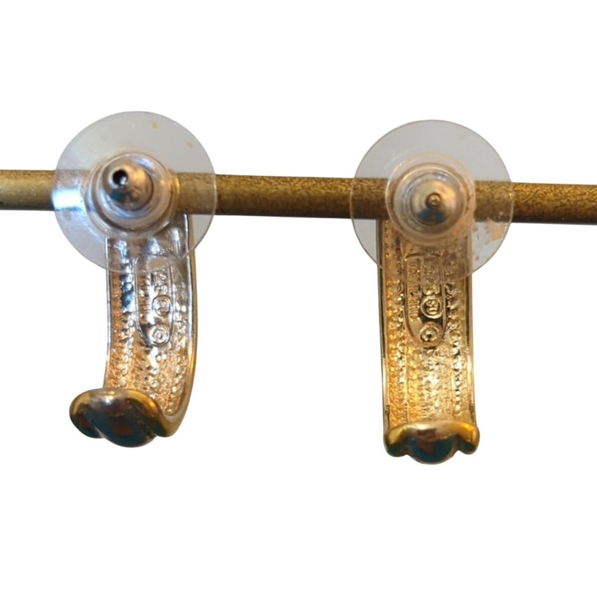 925 Sterling Silver Thailand Two Tone J Hoop Post Earrings