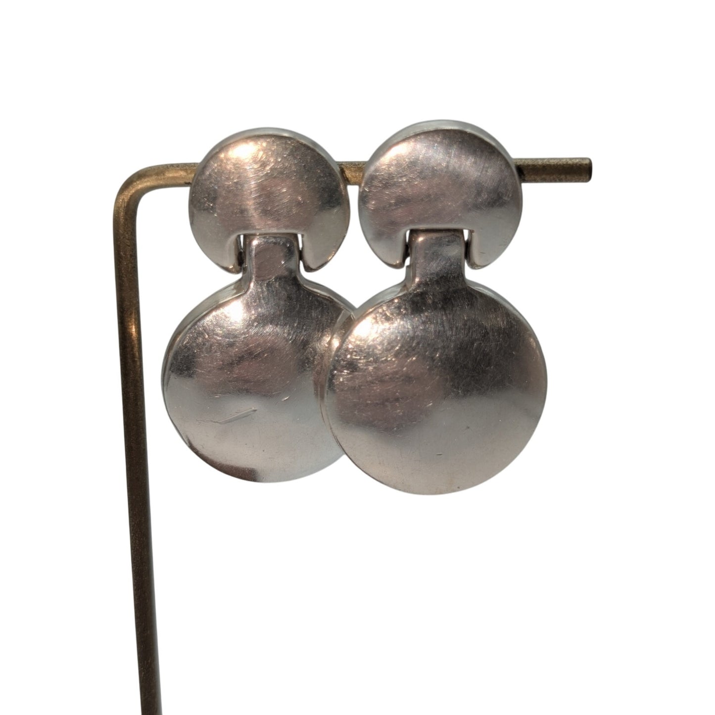 Vintage Taxco 925 Sterling Silver Round Doorknocker Pierced Earrings 27.22g