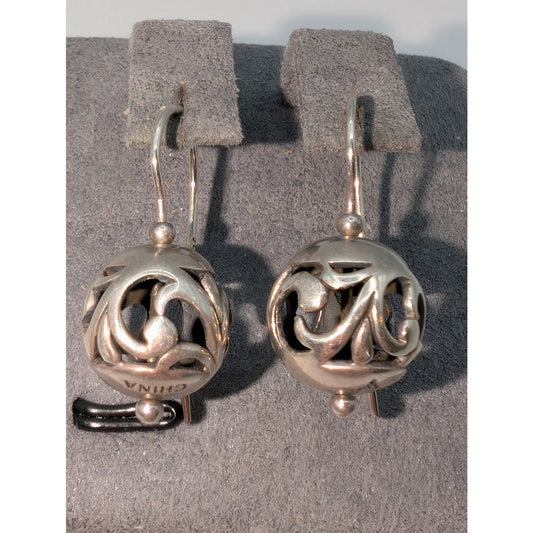 Silpada Designs Sterling Silver Simple Delight Filigree Ball Bead Drop Earrings