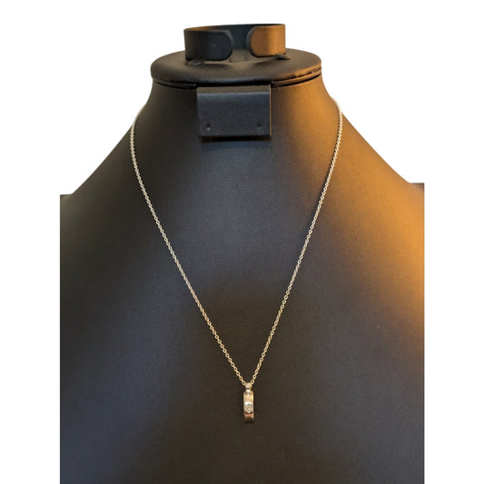 Silver Tone CZ Pendant 16"-19" Necklace