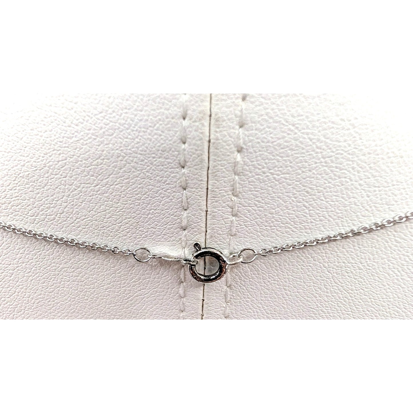 Vintage 925 India Sterling Silver Floating Diamond Pendant 18.25" Chain Necklace