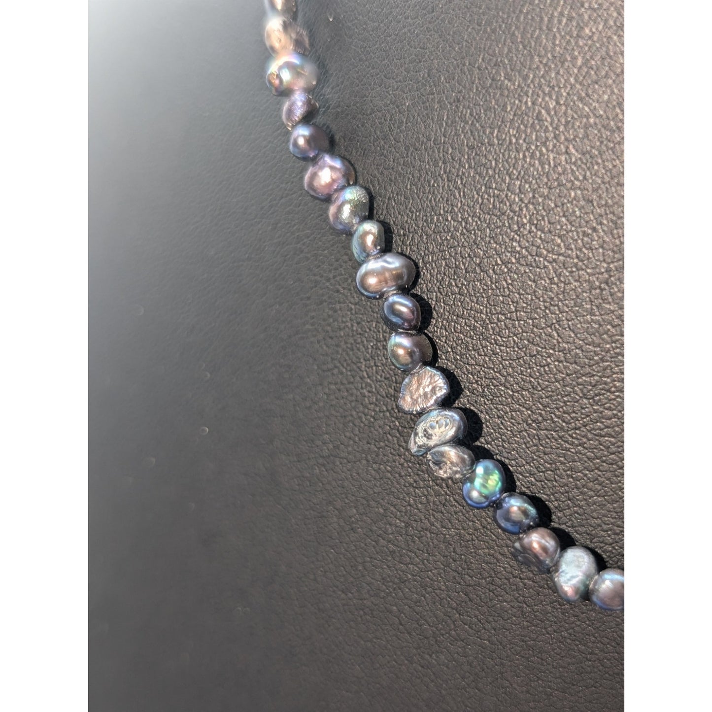 VINTAGE Freshwater Peacock Irregular Shape Tiny Pearl Bead Clasp 17" Necklace