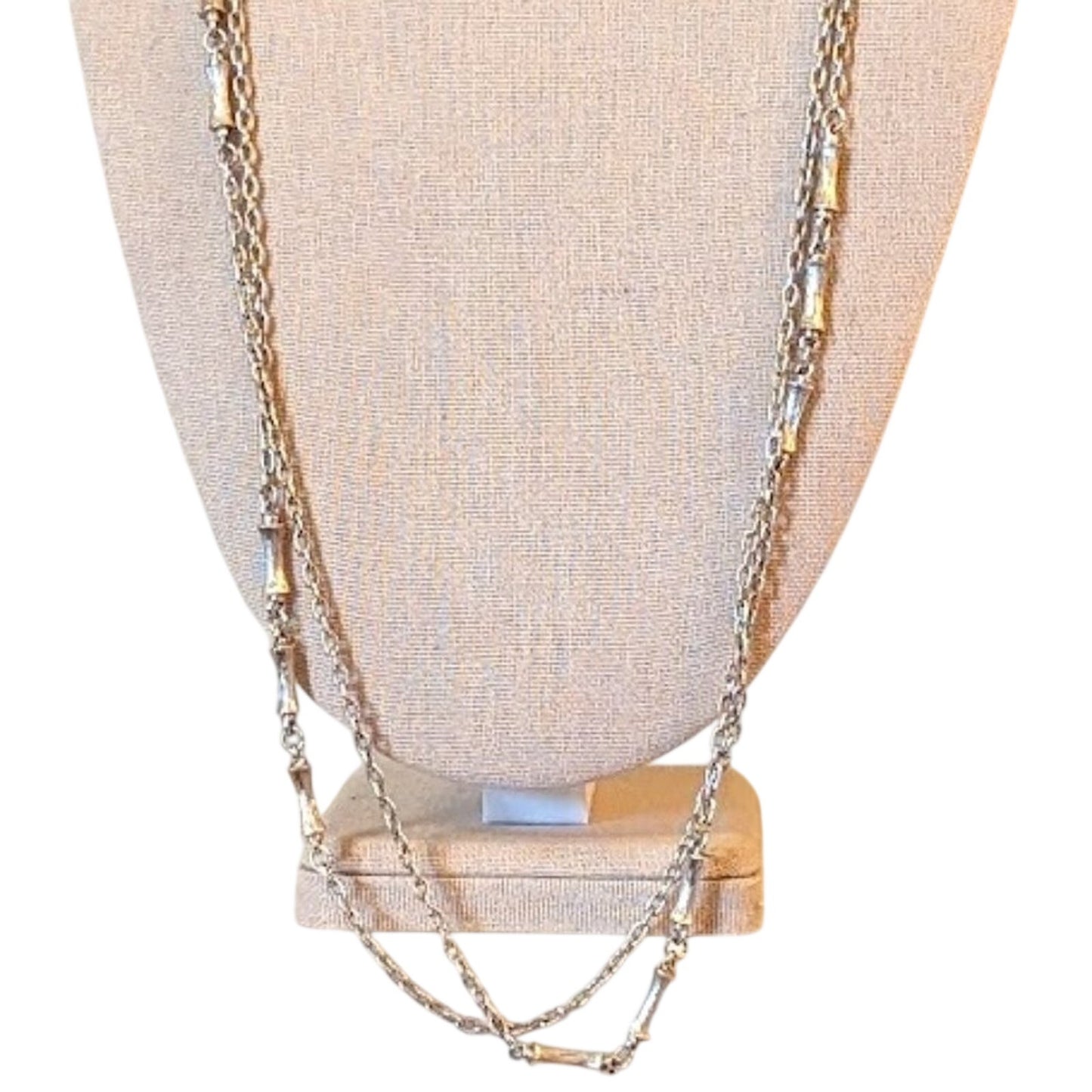 Vintage Long Silver Tone Chain with Silver Tone Stations