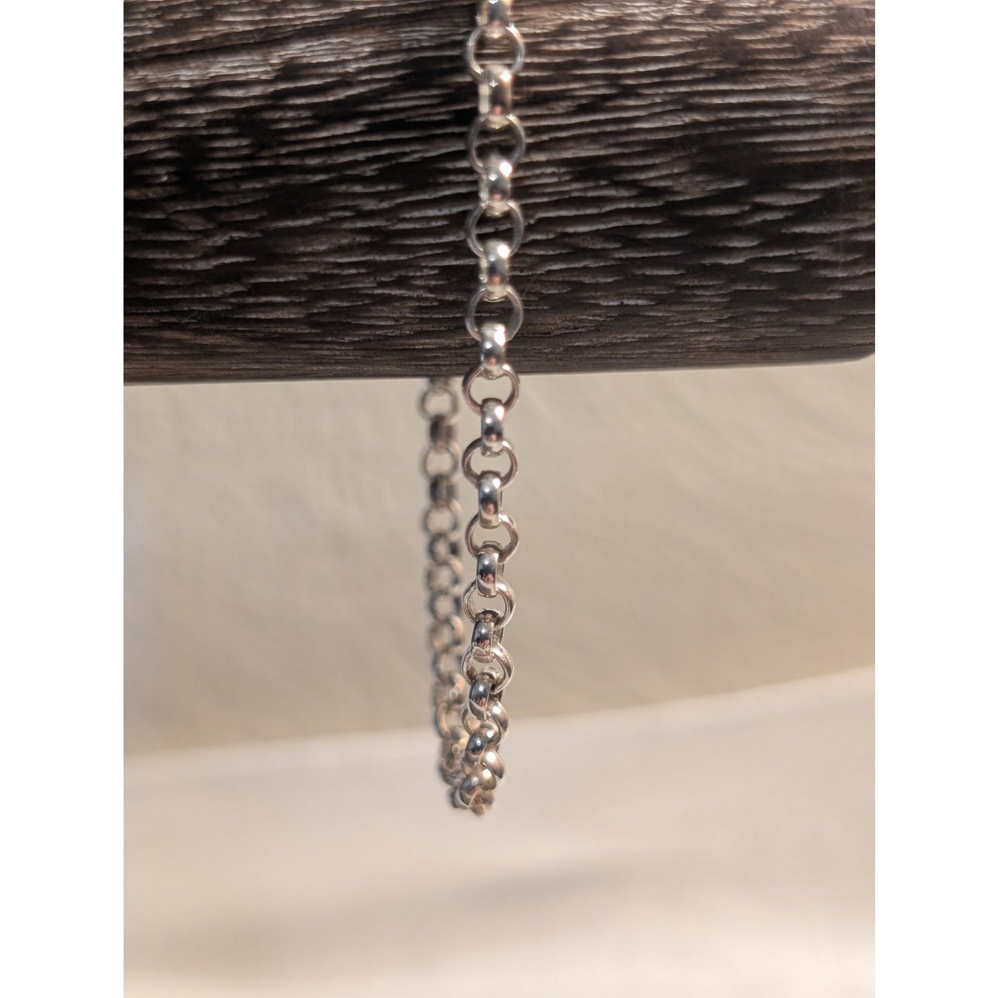 925 Italy Sterling Silver Rolo Link Lobster Claw Clasp Bracelet