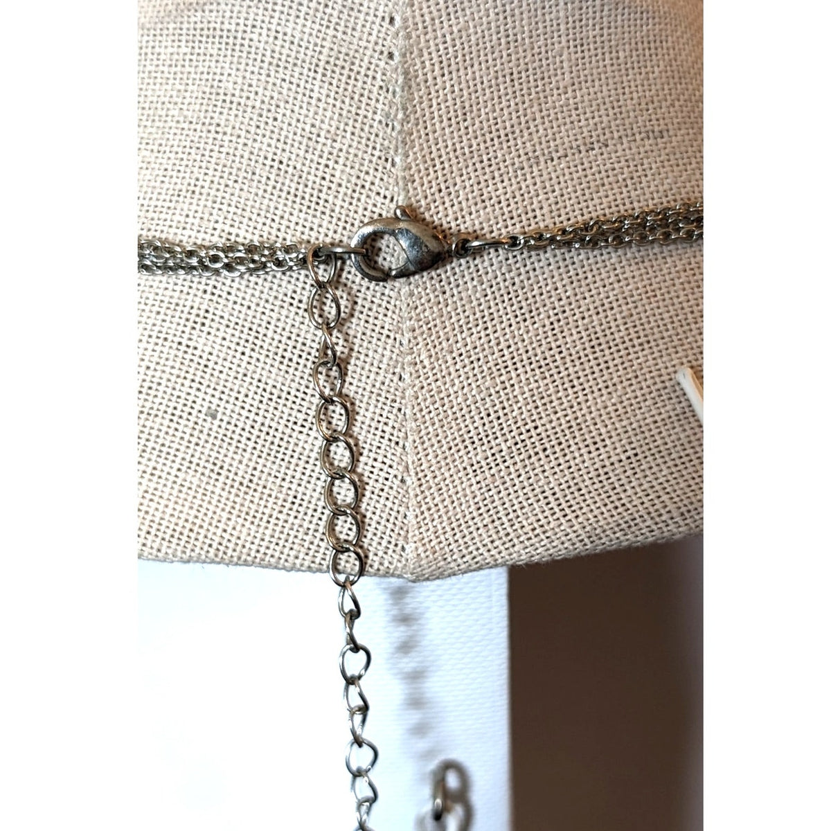 Silver & Black Metallic Crystal Web Beaded Silvertone Chain Statement Necklace