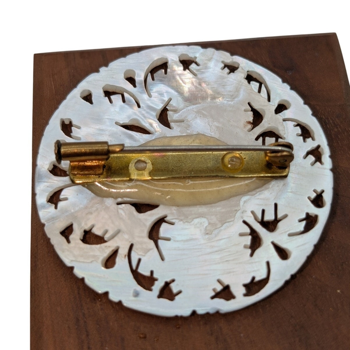 Vintage Hand Carved Orchid Flower Mother of Pearl Bethlehem Brooch