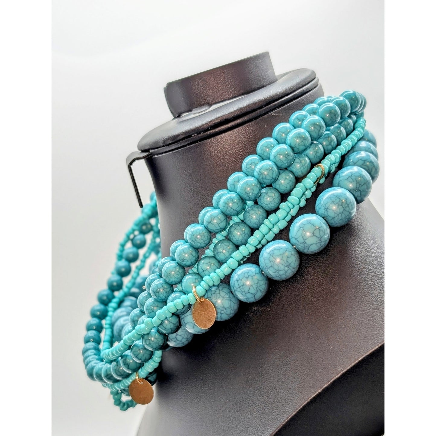 Sugarfix by Baublebar Multi Strand Faux Turquoise Gold Dangle Choker Necklace