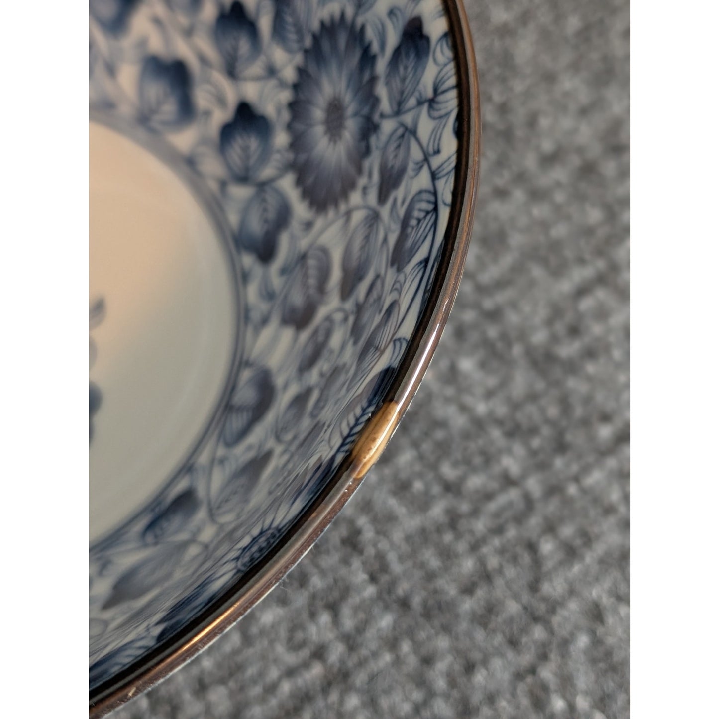 Japanese Blue Floral Bone China Ramen Noodle Soup Rice Bowl