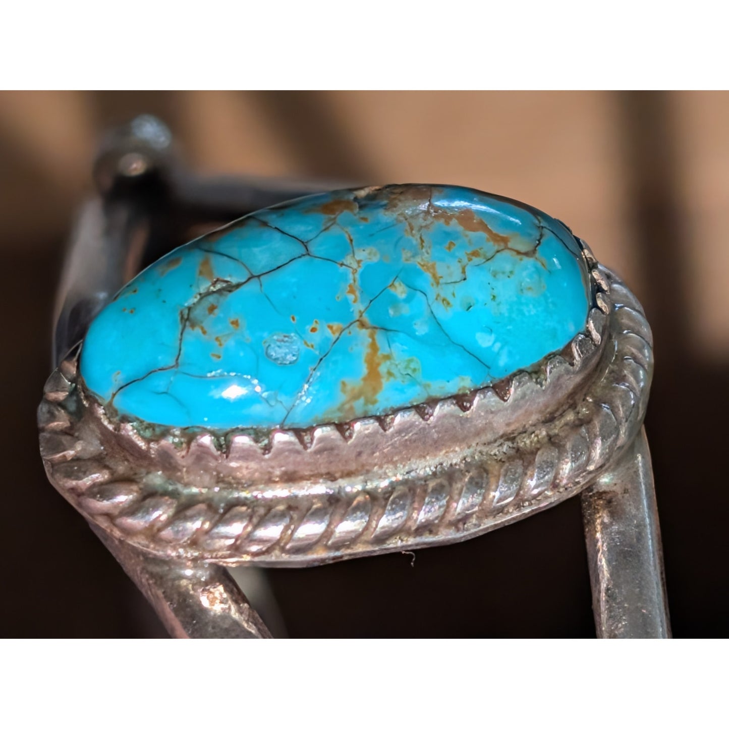 Vintage Signed LR Sterling Native American Southwestern Turquoise Cuff Bracelet