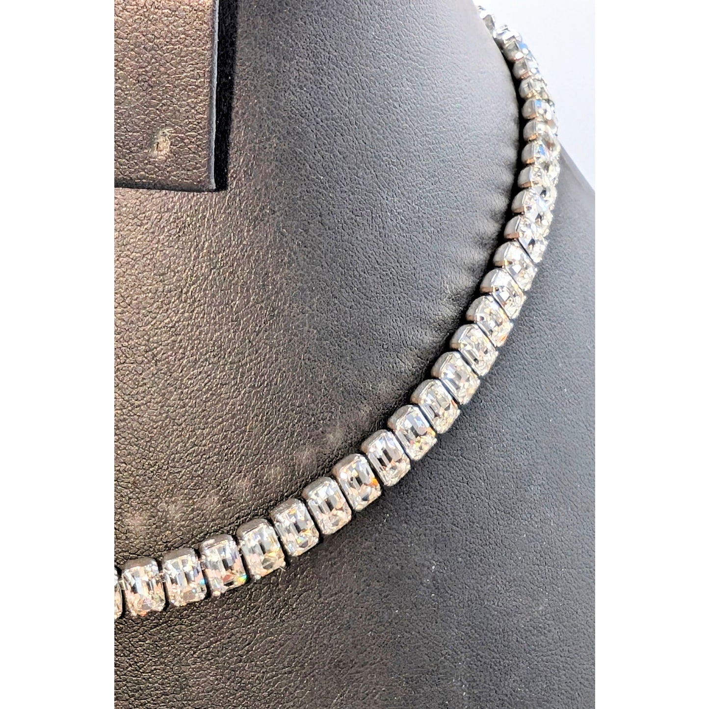 Vintage Weiss Signed Brilliant Cut Clear Baguette Rhinestone 16.5" Necklace