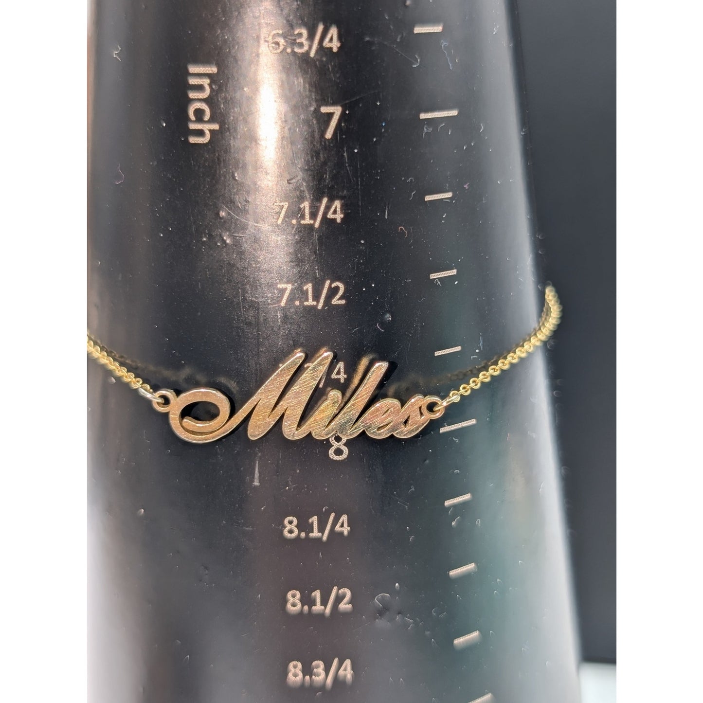 925 Sterling Vermeil 'Miles' Name Chain Link 8"-9.25" Bracelet