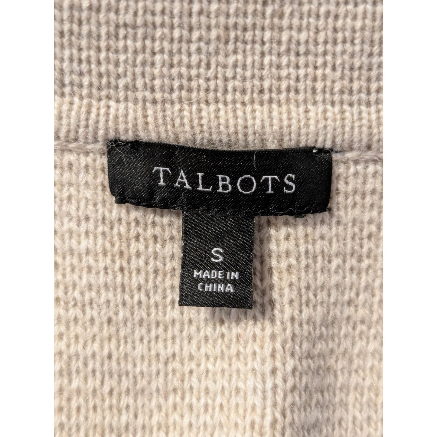 Talbot's Oatmeal Wool Blend Pocket Open Front Sweater Blazer Womens Sz S