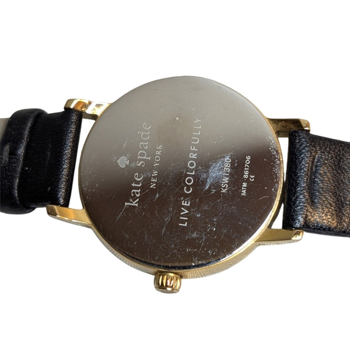 Kate Spade New York Metro Scallop Three-Hand Black Leather Watch