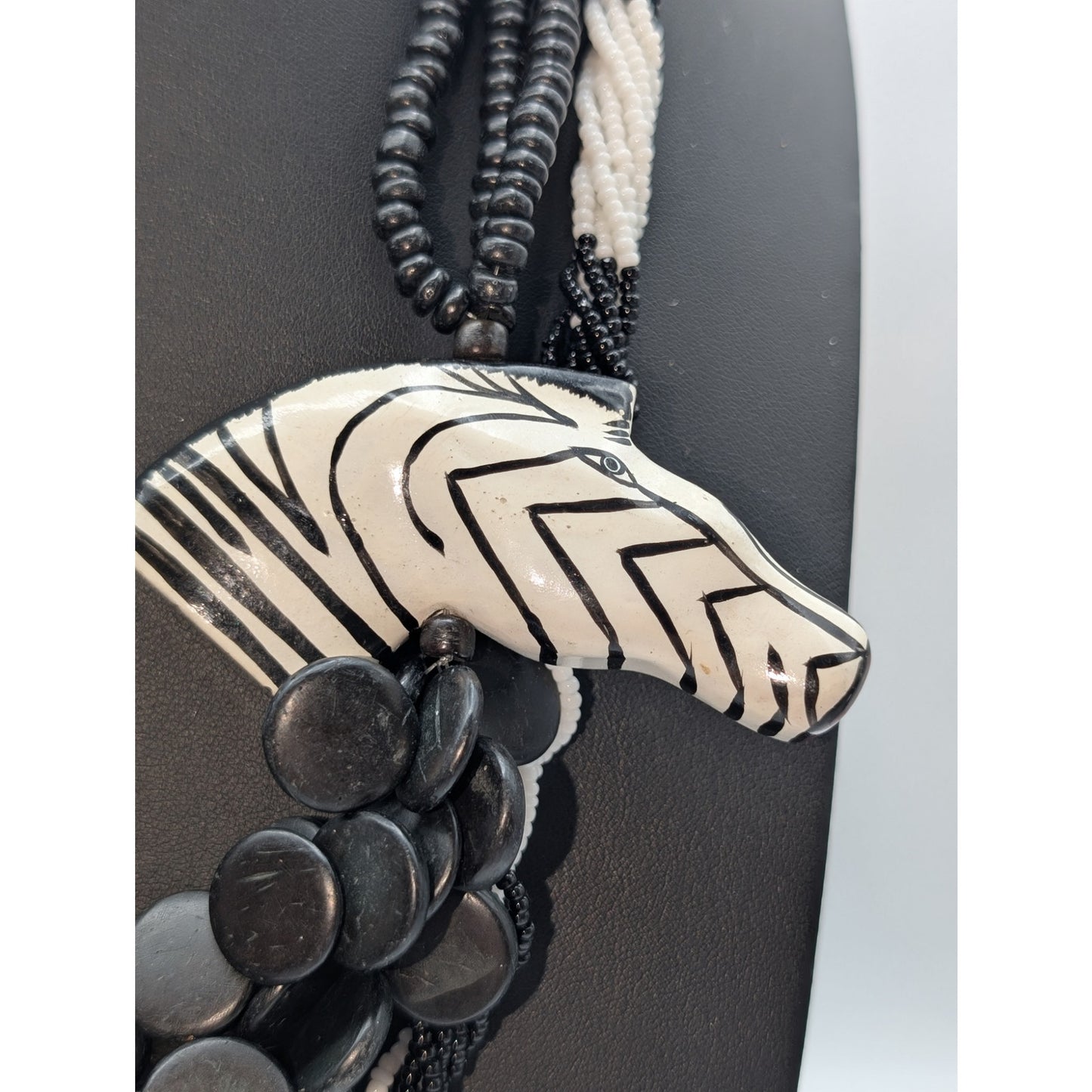 Mixed Lot 2 Black White Bead Necklaces & 2 Black Enamel Bamboo Bangle Bracelets