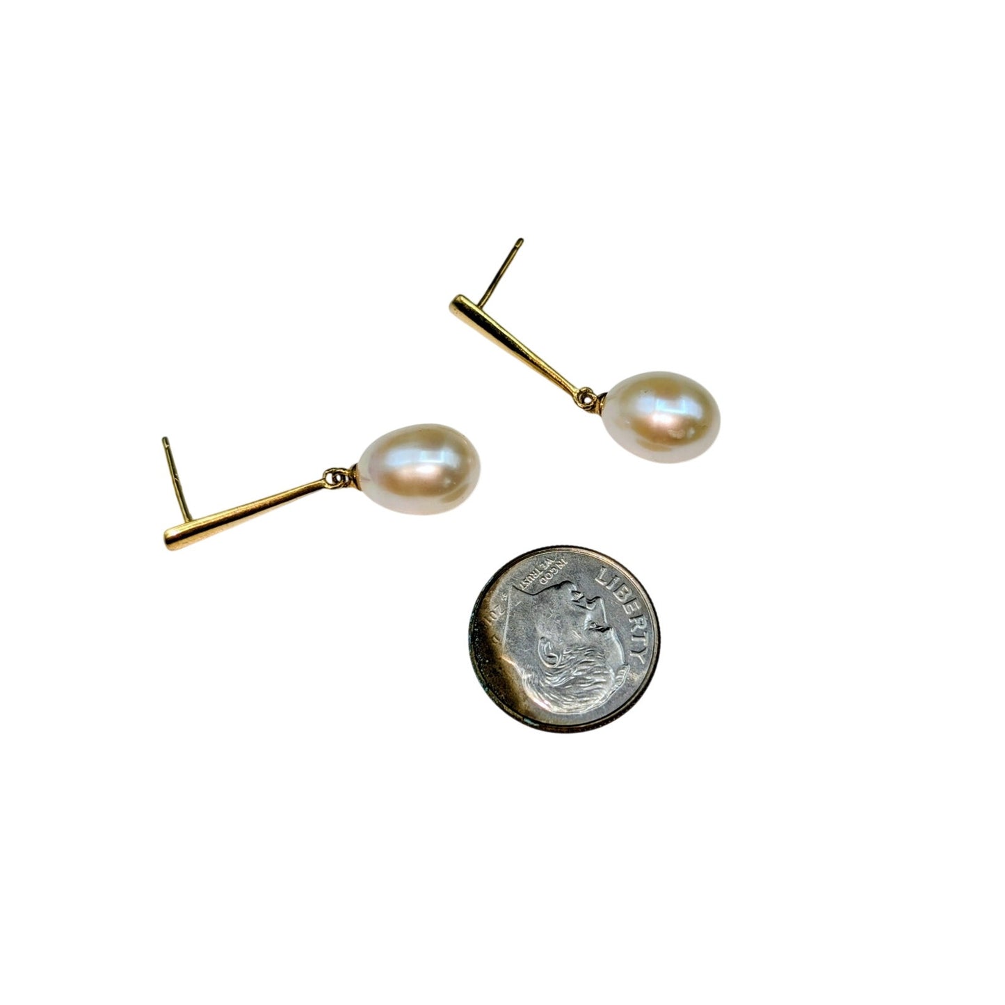 925 Sterling Vermeil Teardrop Pearl Drop Pierced Earrings