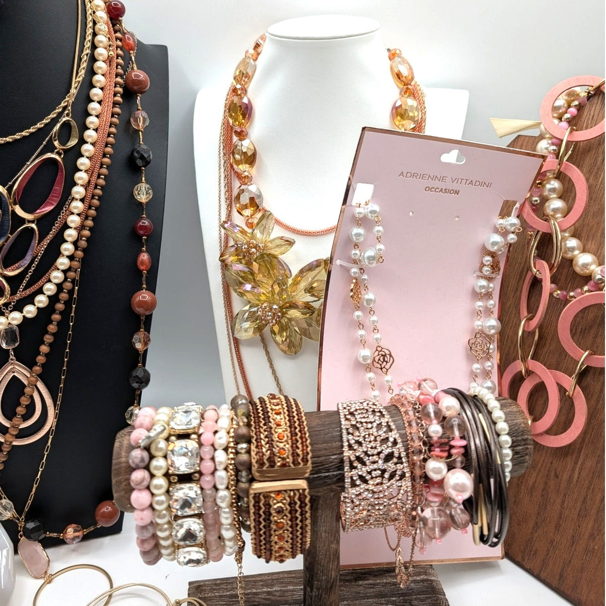 Reseller's Delight Curated Lot of 48 Pink Rose Theme Jewelry Pieces