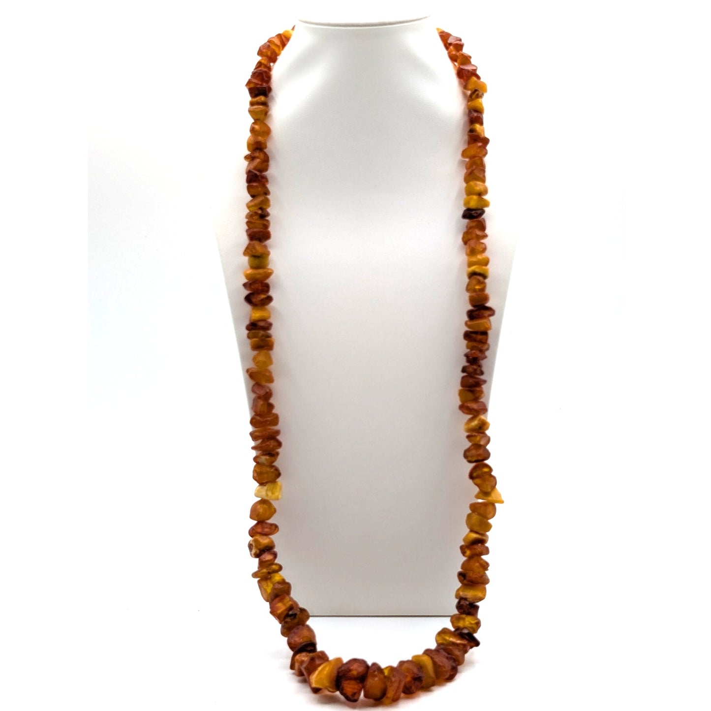 Vintage Chunky Graduated Nugget Shaped Raw Baltic Amber 35" Strand Necklace