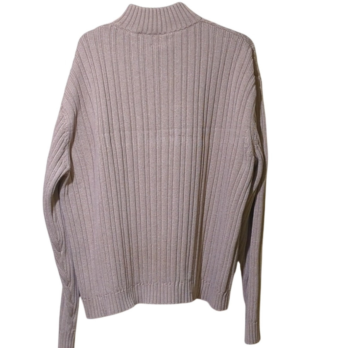 ALEX STEVENS Mens XL Ecru Wide Ribbed Heavy Cotton 1/4 Zip Pullover Sweater