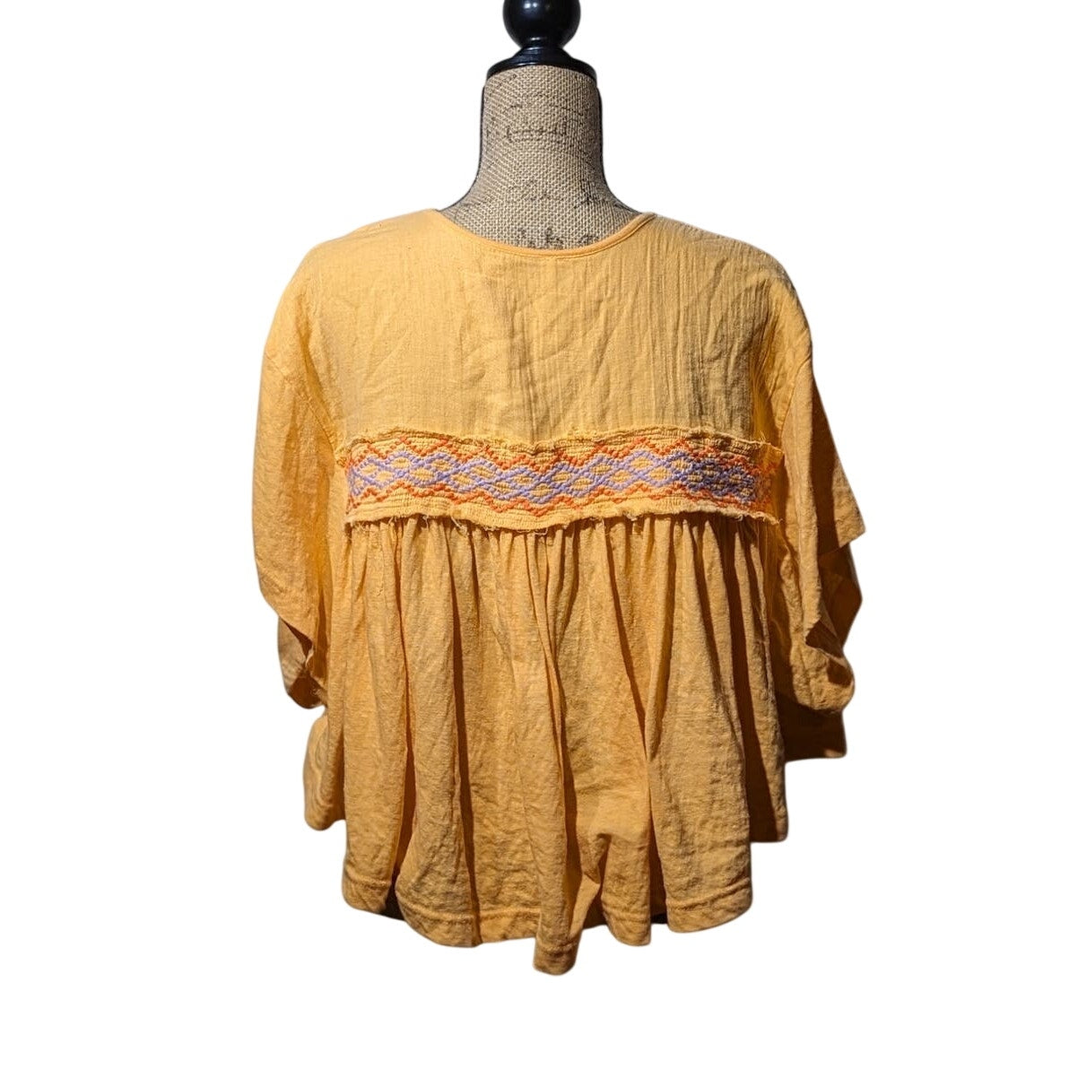 Free People Carrot Ginger Embroidered Dolman Boho Tie Market Tee Womens Sz M