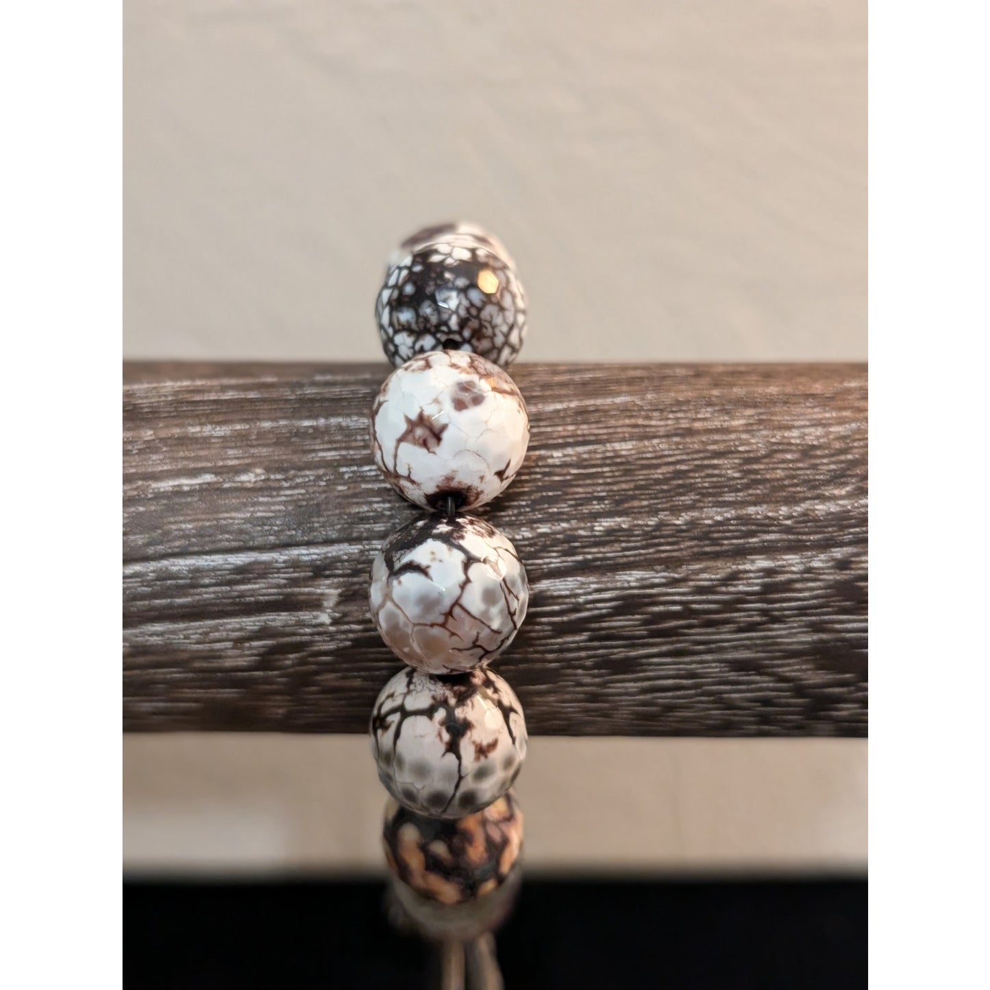 Angel Wing Alunite Beaded Icon Charm  Stretch Bracelet