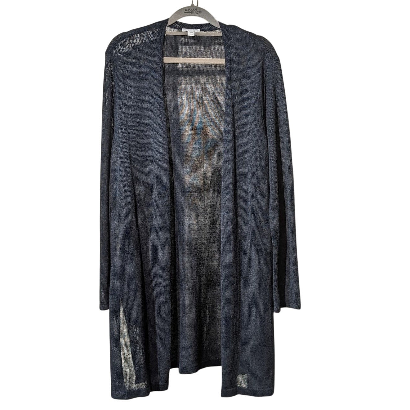 J. Jill Linen Blend Lightweight Blue Open Front Cardigan Duster Womens Petite L