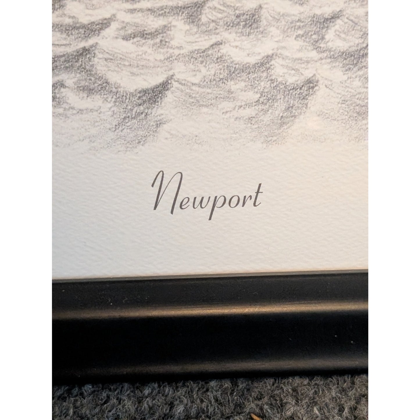 Original Artist Bruce Reynolds Signed Black Wood Frame Pencil Drawing 'Newport'