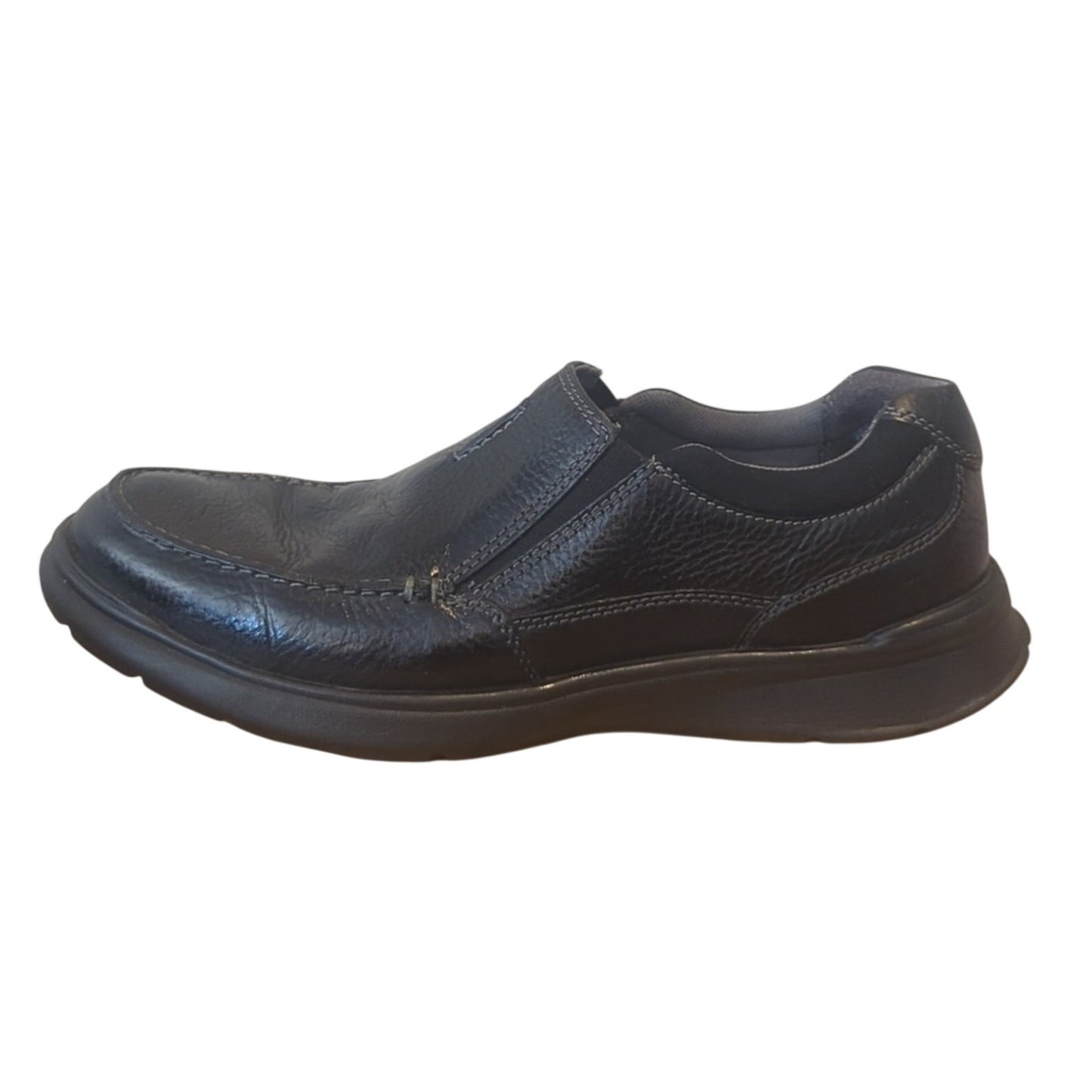 Clarks Collection Cotrell Free Black Oily Leather Pebbled Grain Loafer Men's 11M